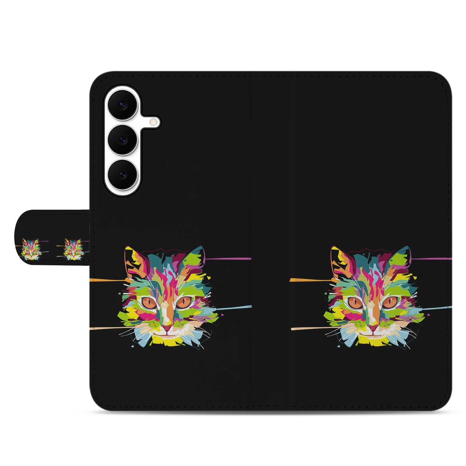 Samsung Galaxy S25 FE Bookcase Hoesje Cat Color Met Magnetische Sluiting kattenprint design voorkant
