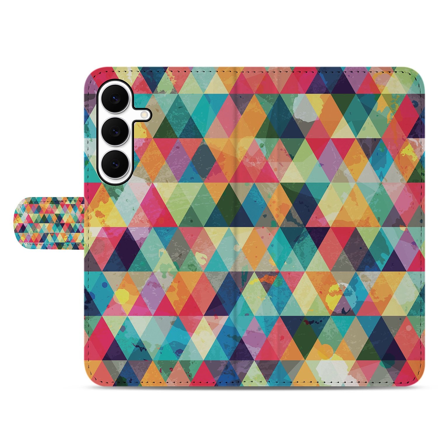 Samsung Galaxy S25 FE Bookcase Hoesje Geruit Met 3 Pasjes design geruit voorkant