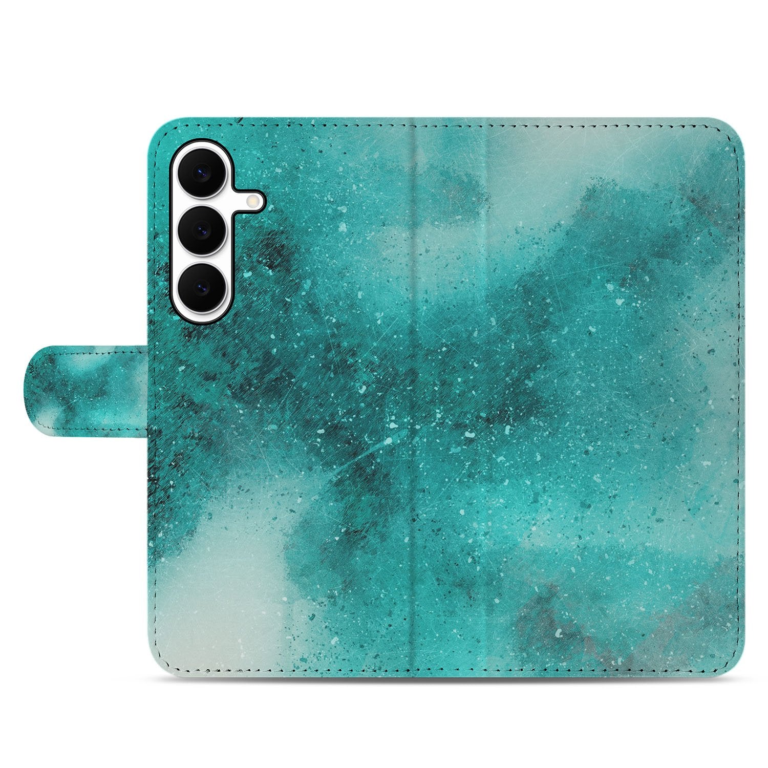 Samsung Galaxy S25 FE Bookcase Hoesje Painting Blue Met 3 Pasjes designnaam aanzicht