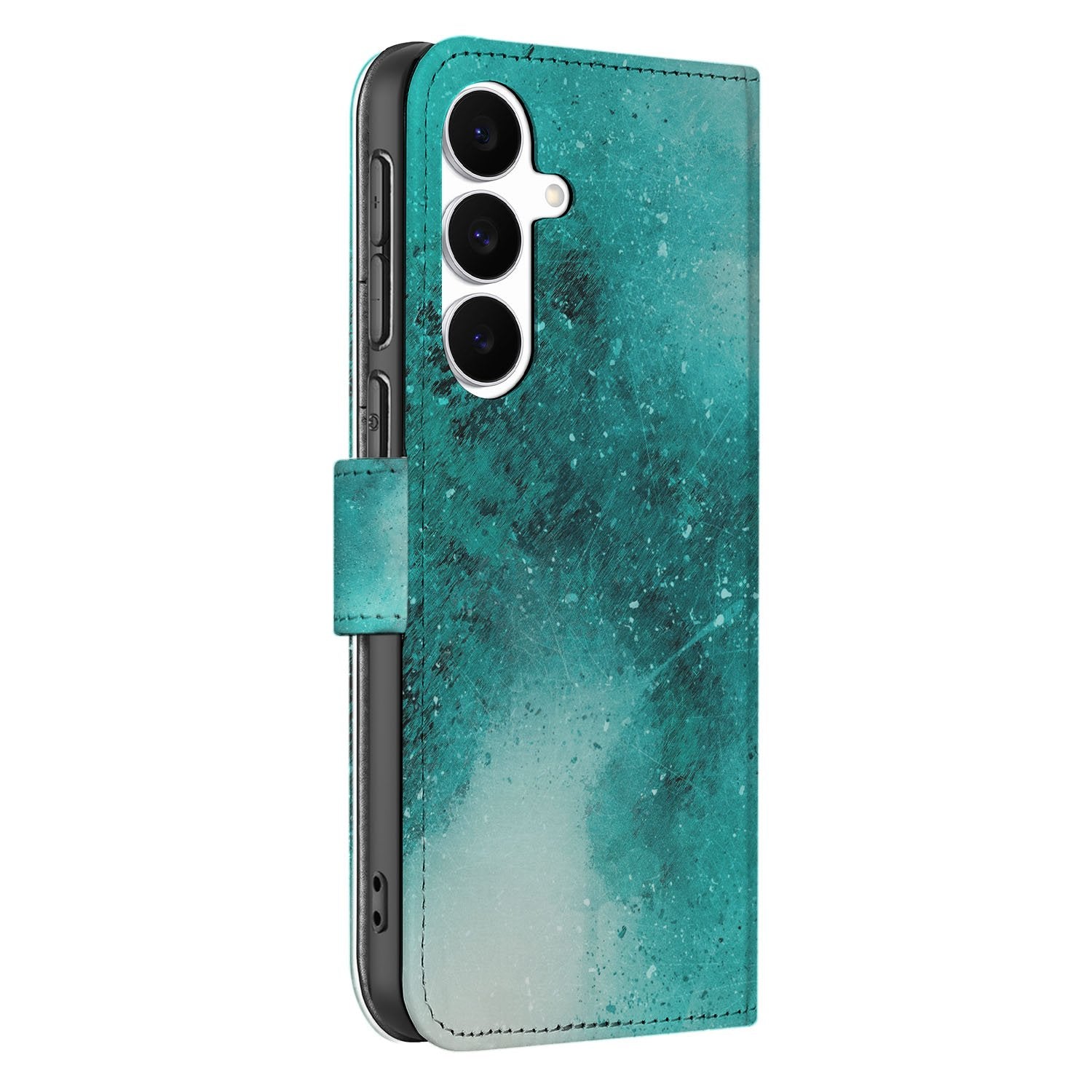 Samsung Galaxy S25 FE Bookcase Hoesje Painting Blue Met 3 Pasjes bookcase hoesje blauw waterverf voorkant