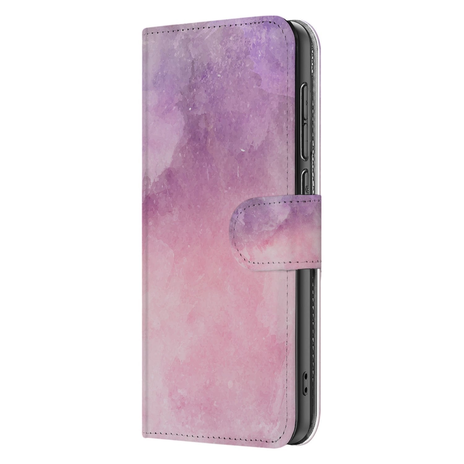 Samsung Galaxy S25 FE Bookcase Hoesje Roze Paars Paint TPU Bescherming bookcase hoesje roze paarse design aanzicht