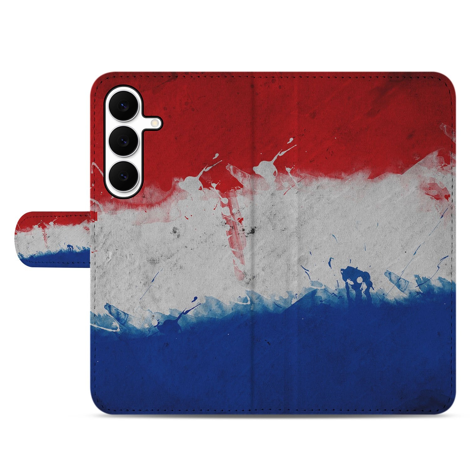 Samsung Galaxy S25 FE Bookstyle Case Nederlandse Vlag Met Pasjes boekhoesje rood wit blauw vooraanzicht