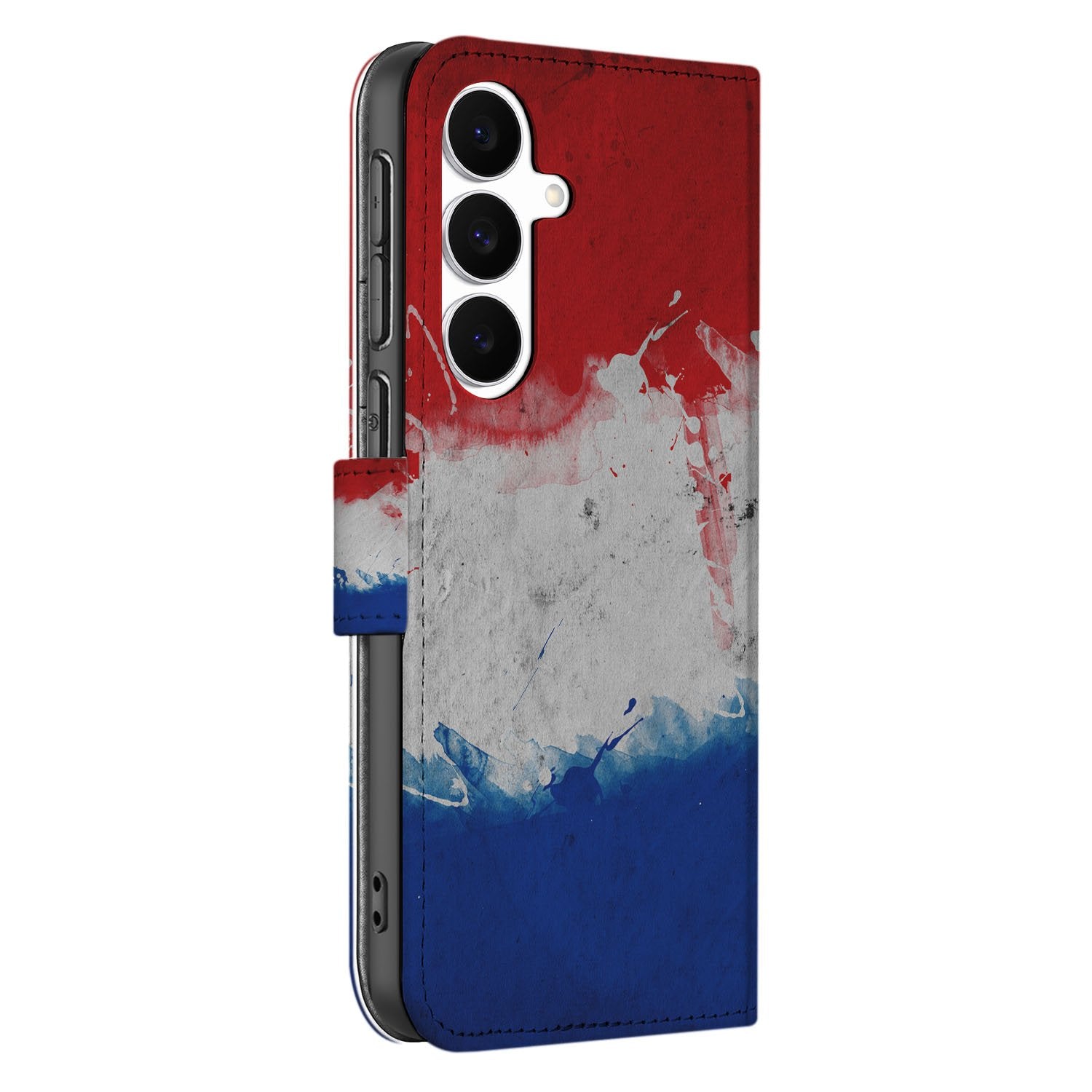 Samsung Galaxy S25 FE Bookstyle Case Nederlandse Vlag Met Pasjes boekhoesje rood wit blauw aanzicht