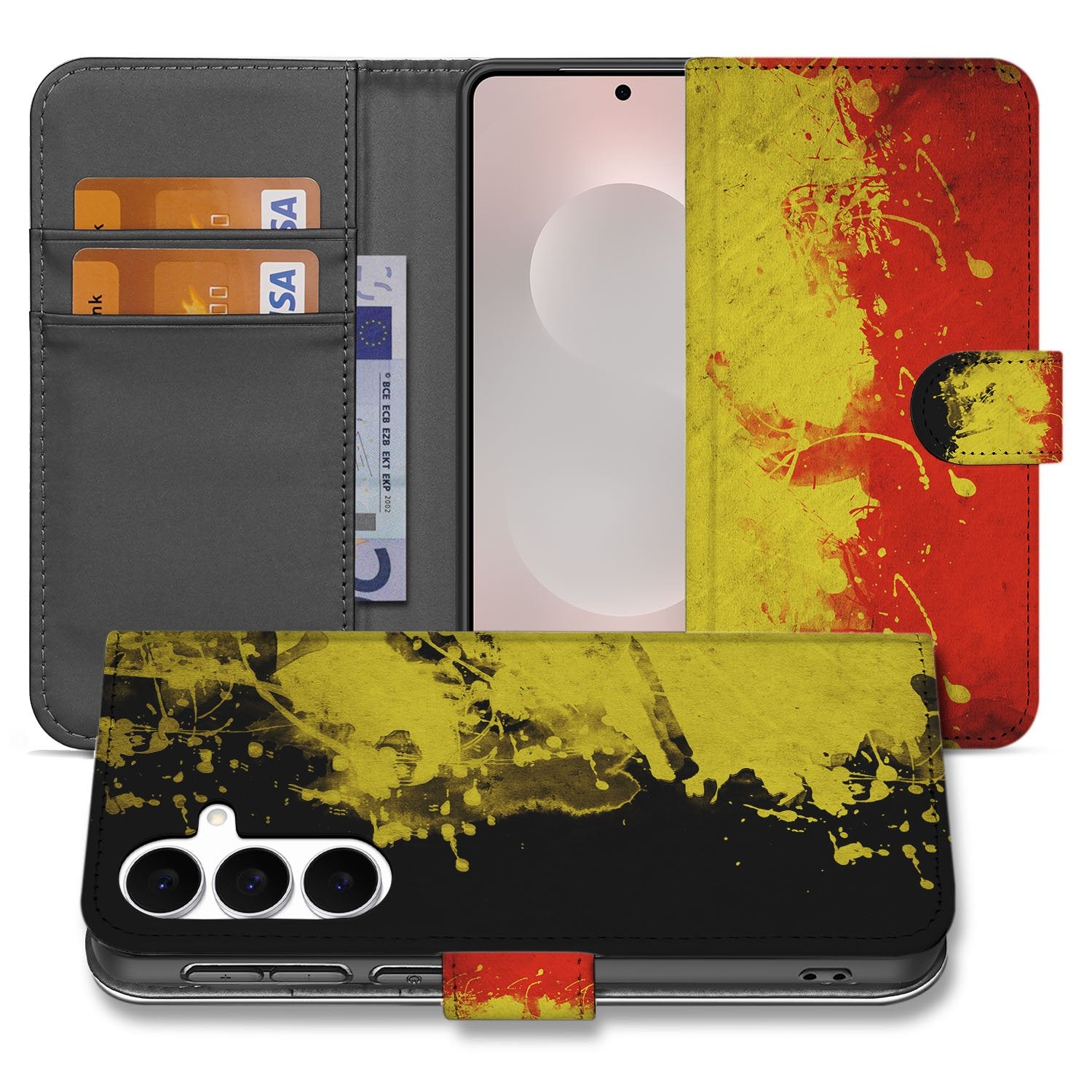 Samsung Galaxy S25 FE Bookstyle Hoesje Belgische Vlag Met Pasvak bookcase design voorkant