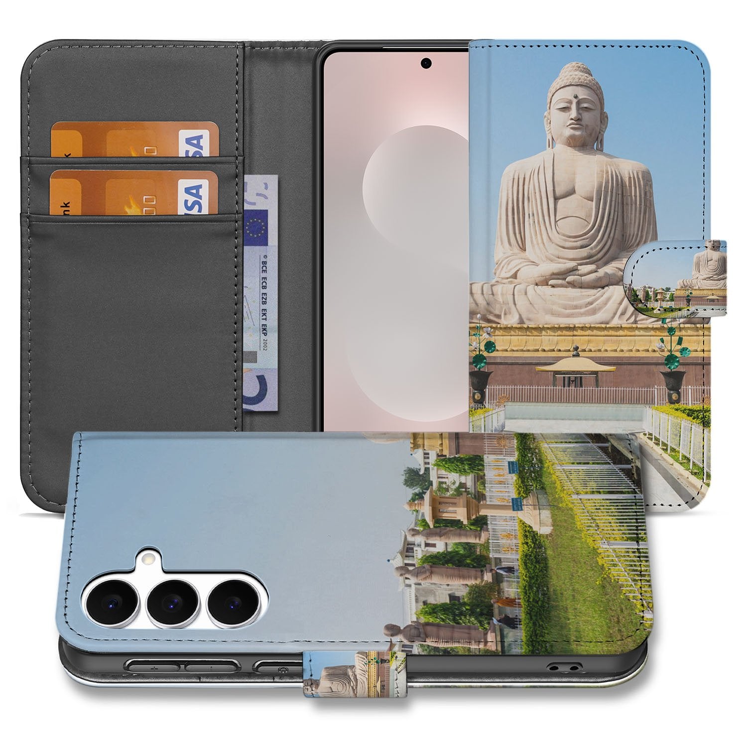 Samsung Galaxy S25 FE Flip Cover Boeddha boekhoesje Boeddha design aanzicht