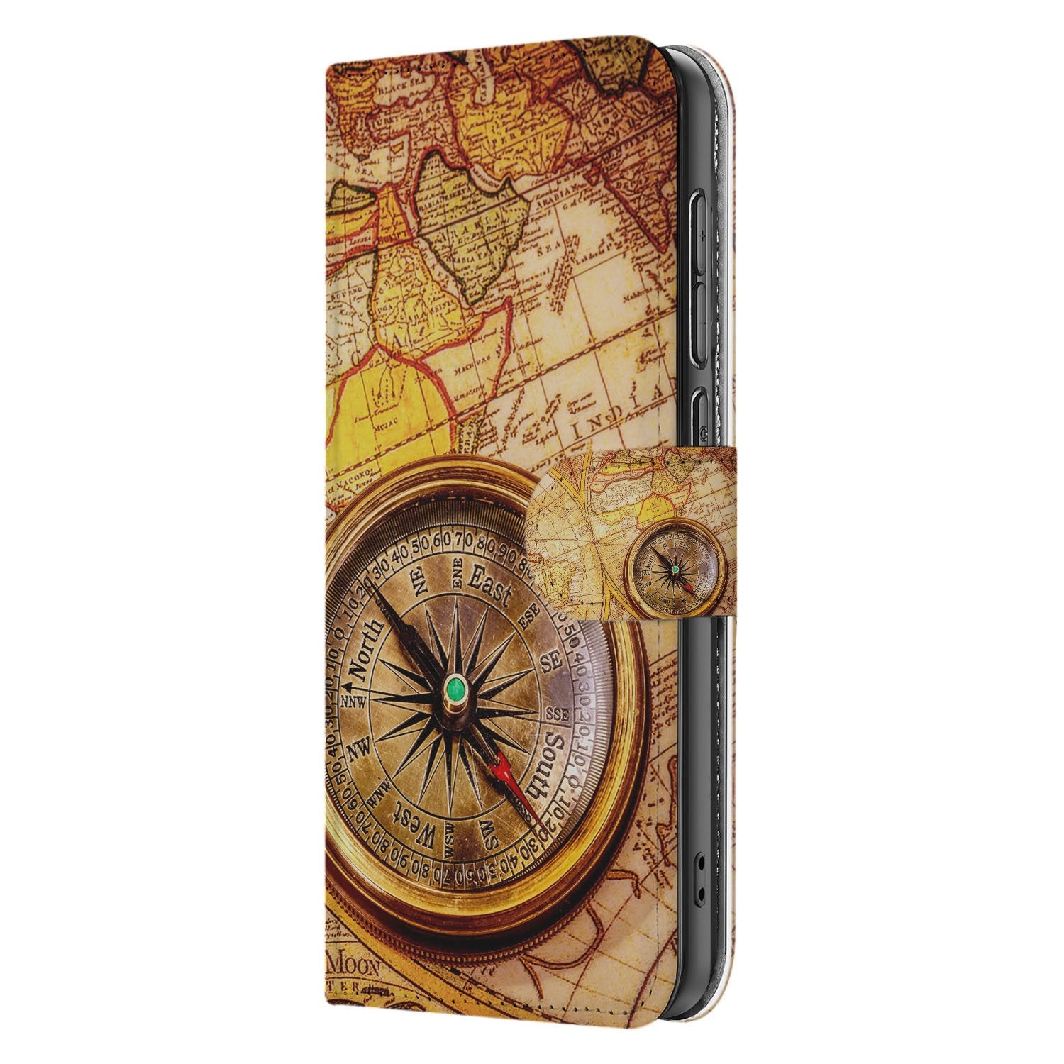 Samsung Galaxy S25 FE Flip Cover Kompas Met Magnetische Sluiting boekhoesje kompas design aanzicht