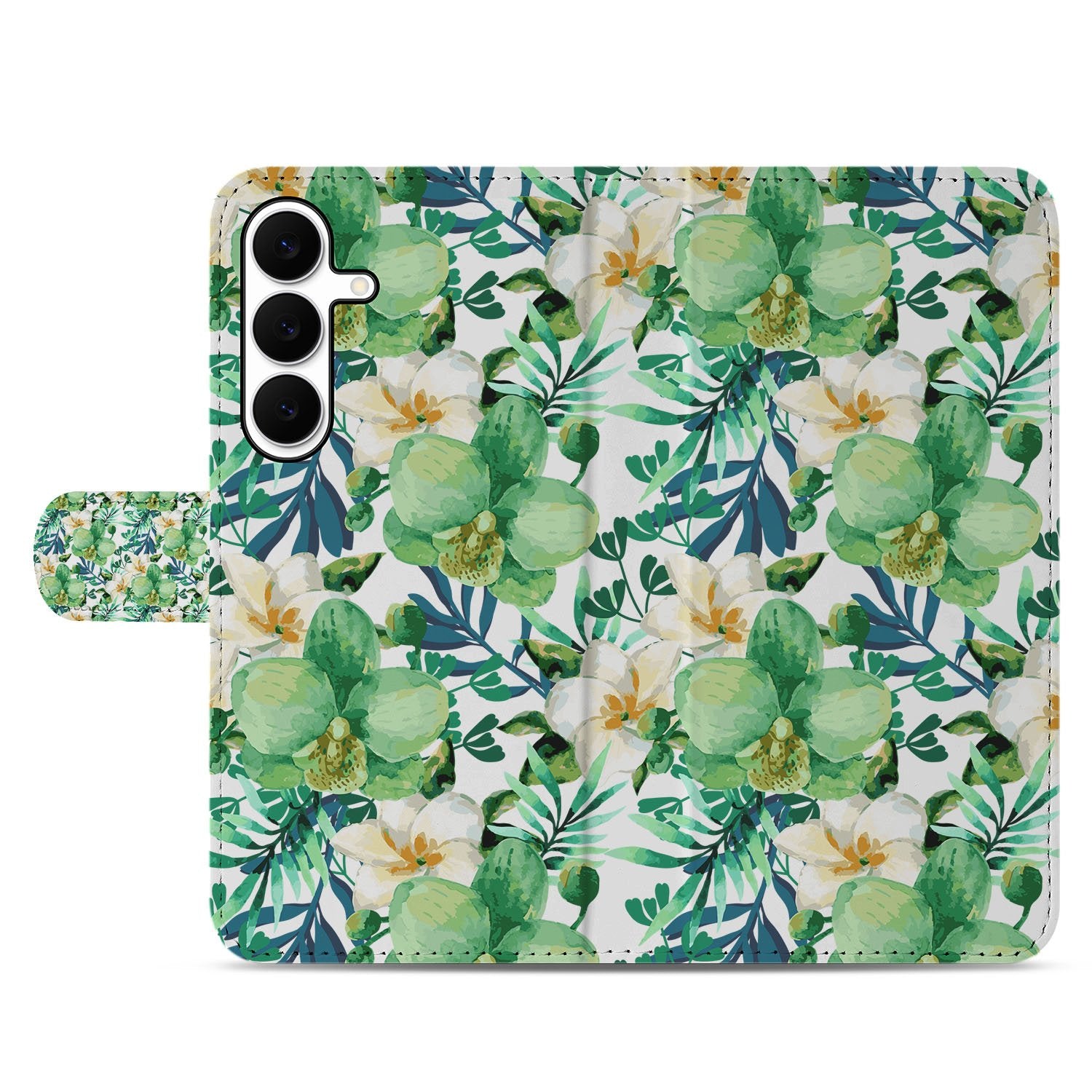 Samsung Galaxy S25 FE Hoesje Orchidee Groen book case orchidee aanzicht