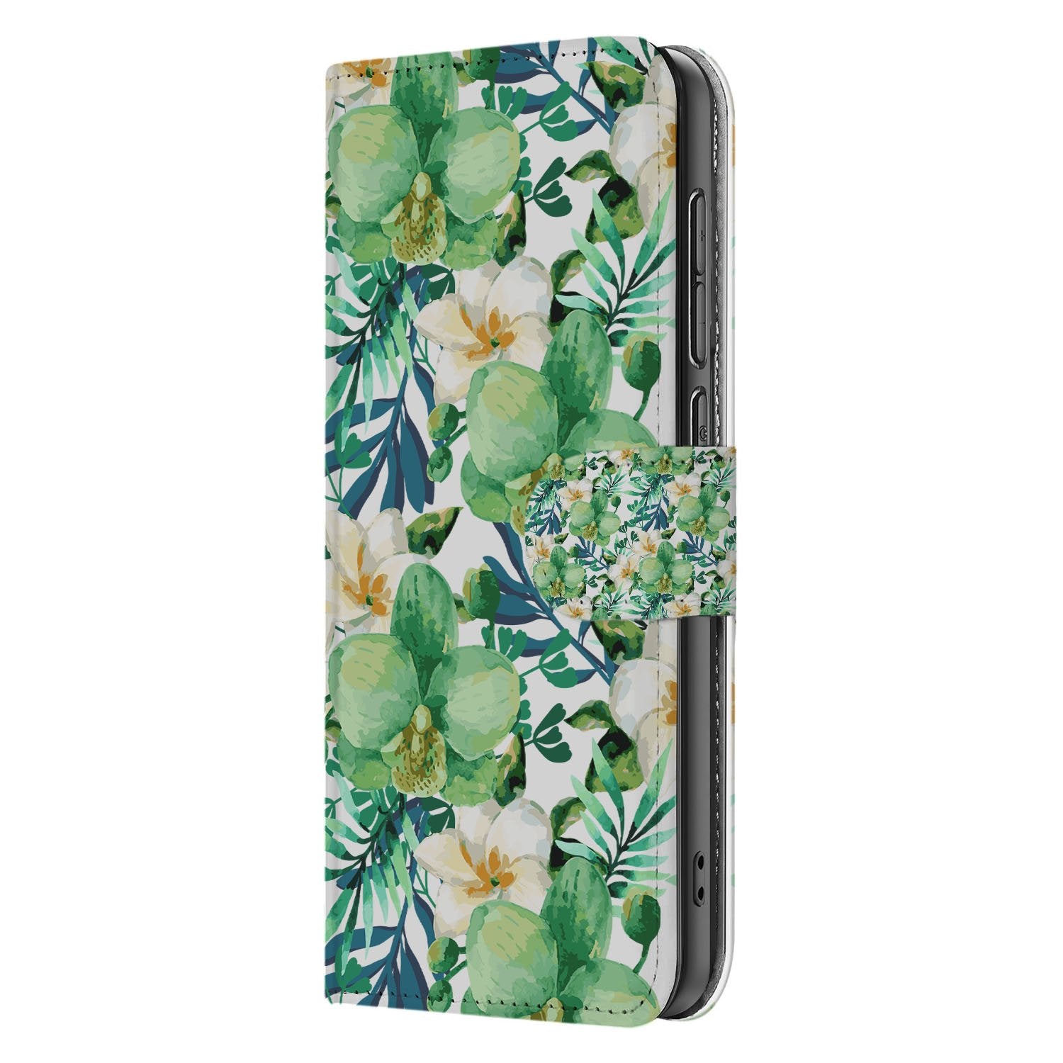 Samsung Galaxy S25 FE Hoesje Orchidee Groen book case orchidee groen aanzicht