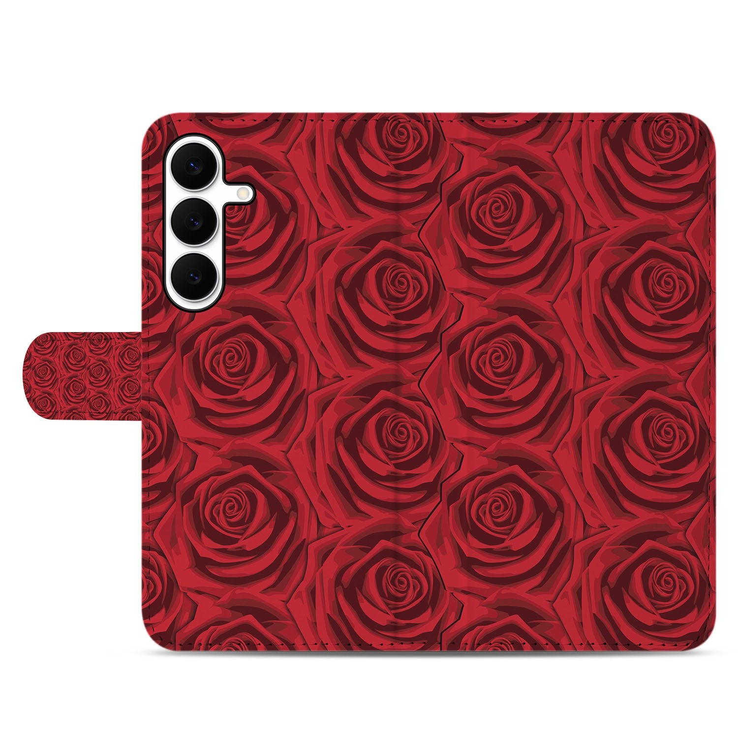 Samsung Galaxy S25 FE Hoesje Red Roses boekhoesje rozen design achterkant