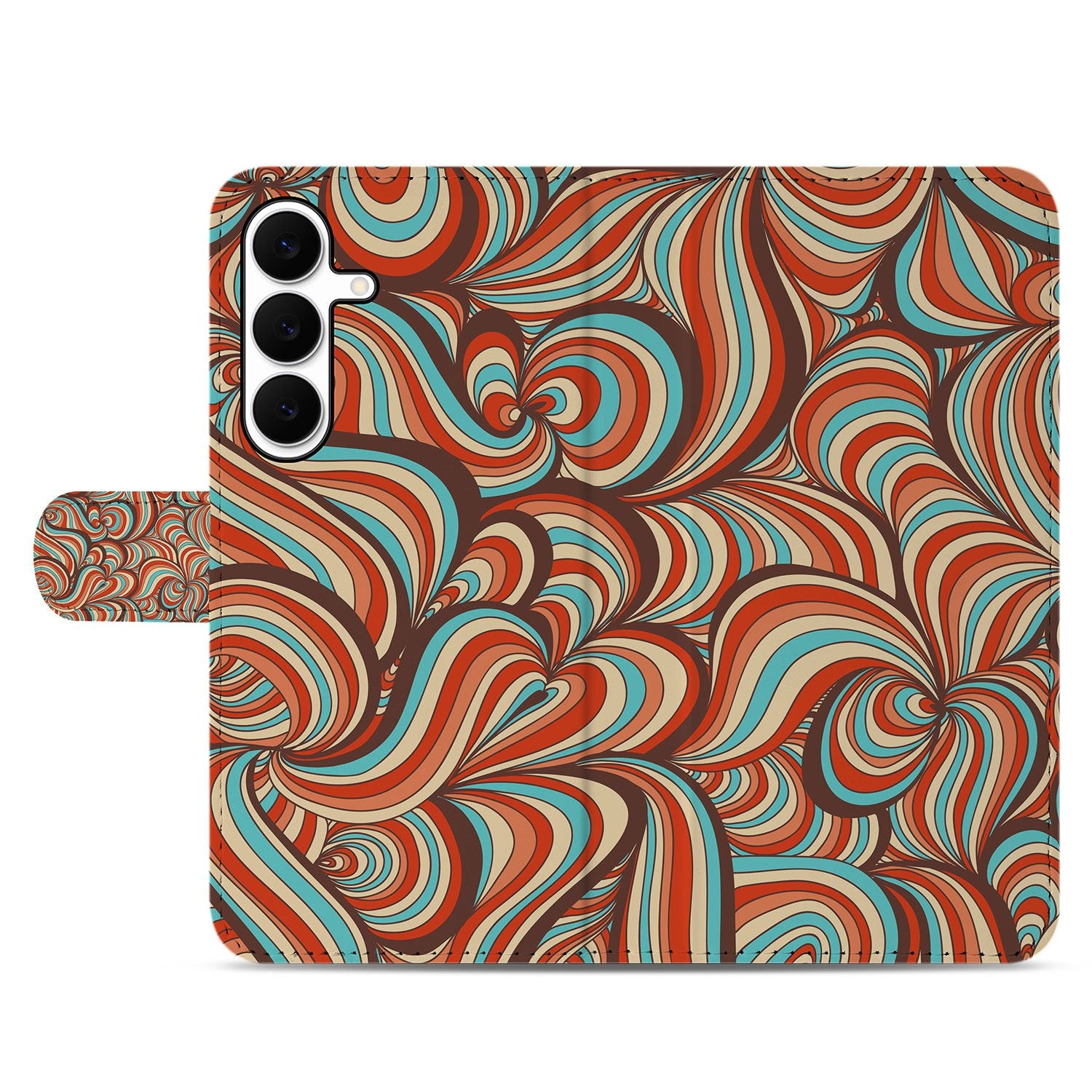 Samsung Galaxy S25 FE Hoesje Retro Met Pasjes En Magnetische Sluiting retro design voorkant
