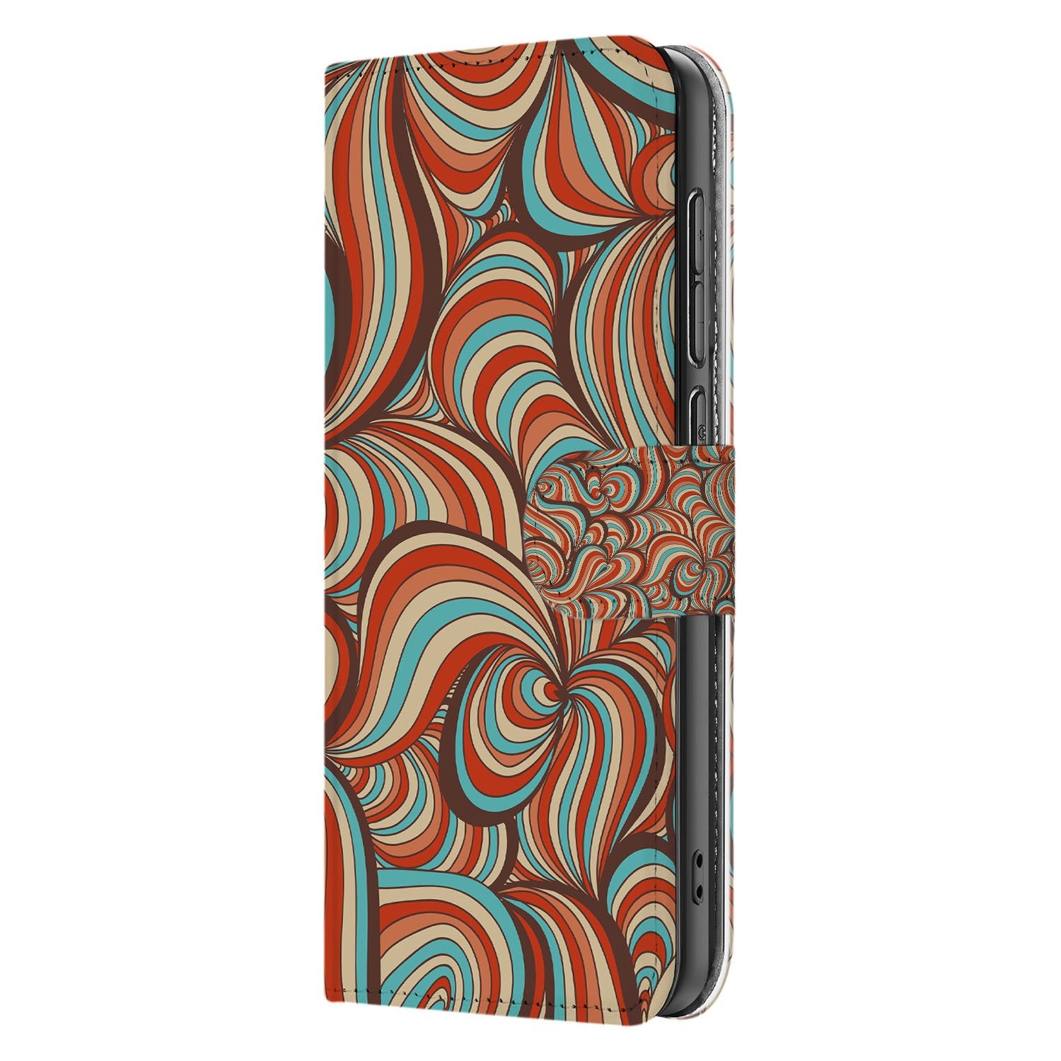 Samsung Galaxy S25 FE Hoesje Retro Met Pasjes En Magnetische Sluiting bookcase retro patroon zijkant