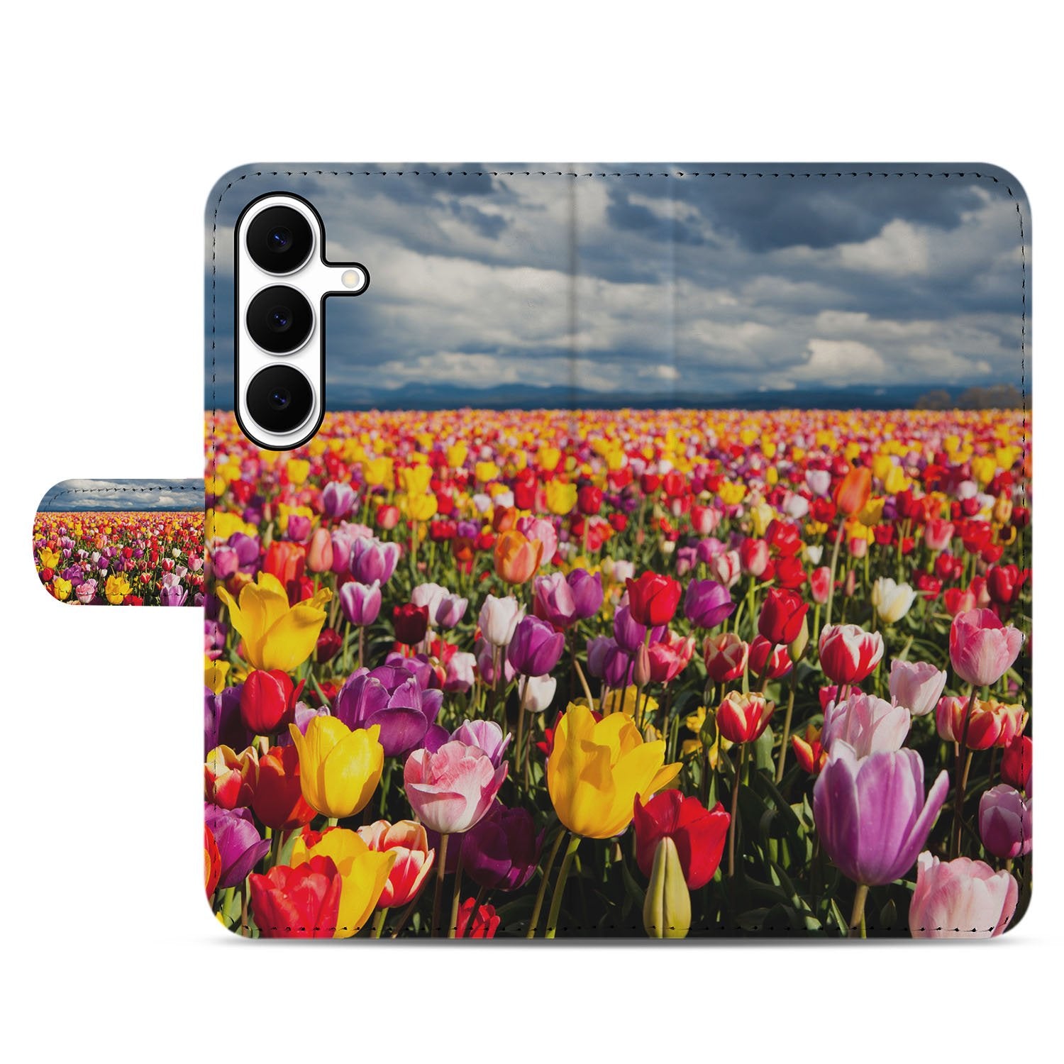 Samsung Galaxy S25 FE Hoesje Tulpen boekhoesje tulpenprint vooraanzicht