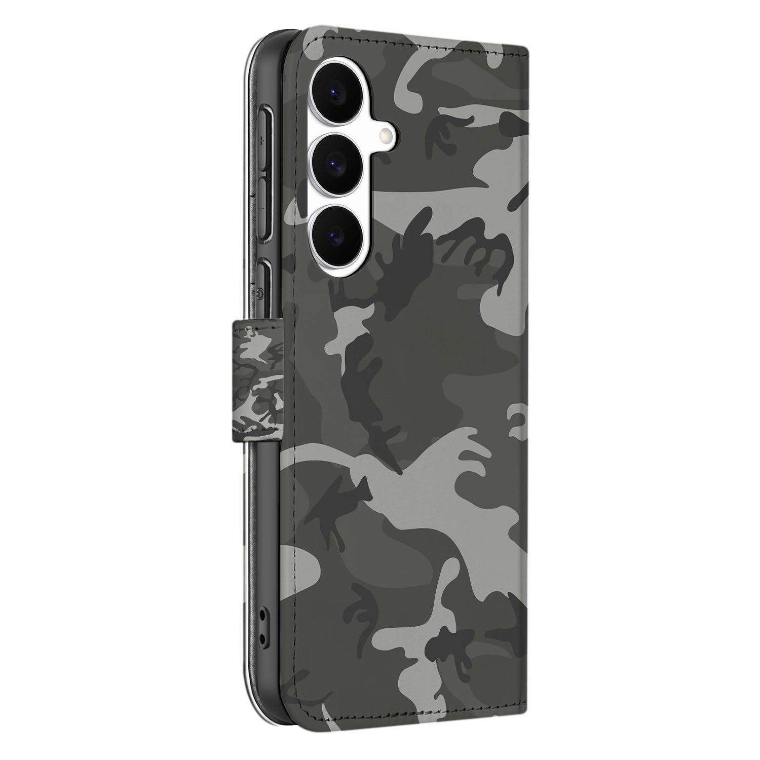 Samsung Galaxy S25 FE Portemonnee Hoesje Army Light Camouflage TPU camouflage design aanzicht