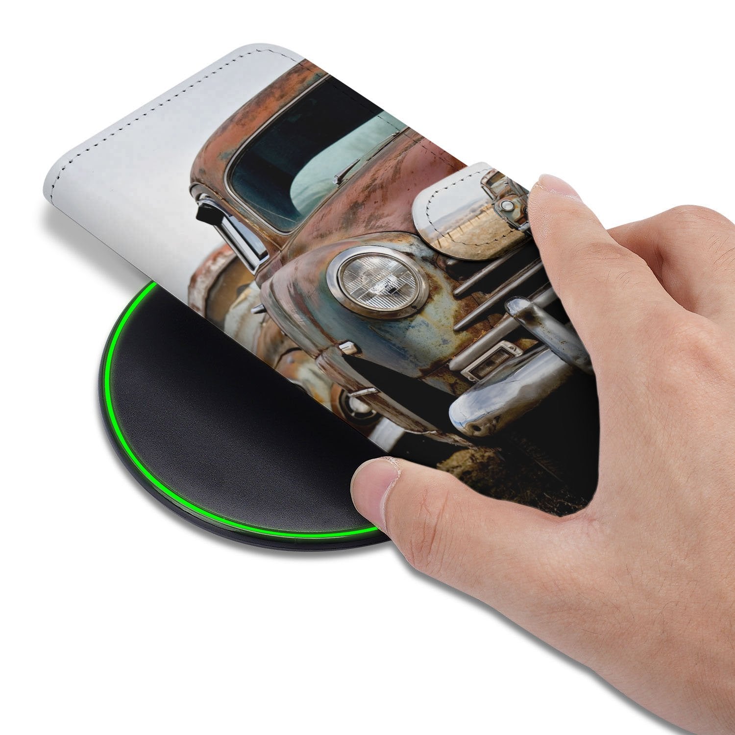 Samsung Galaxy S25 FE Portemonnee Hoesje Vintage Auto 3 Pasjes TPU hand aan hoesje vintage auto