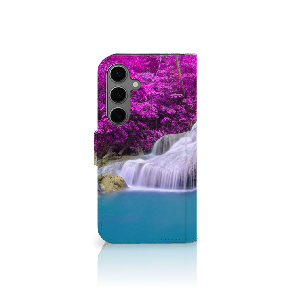 Samsung Galaxy S25 Flip Cover Waterval flipcover kalme waterval paarse bomen aanzicht