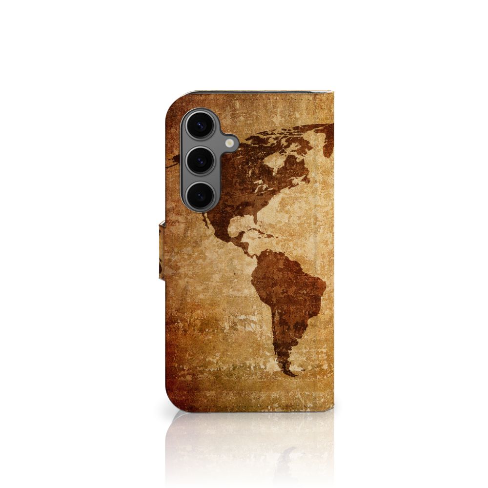 Samsung Galaxy S25 Flip Cover Wereldkaart wereldkaart design voorzijde