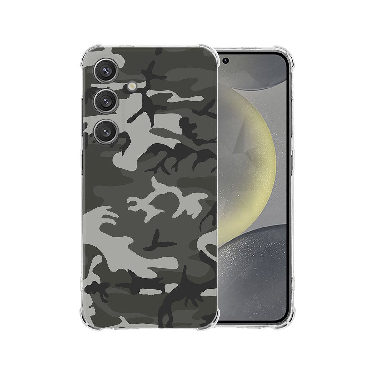 Samsung Galaxy S25 Hoesje - Army Light TPU Antishock camouflageprint antishock voorkant achterkant