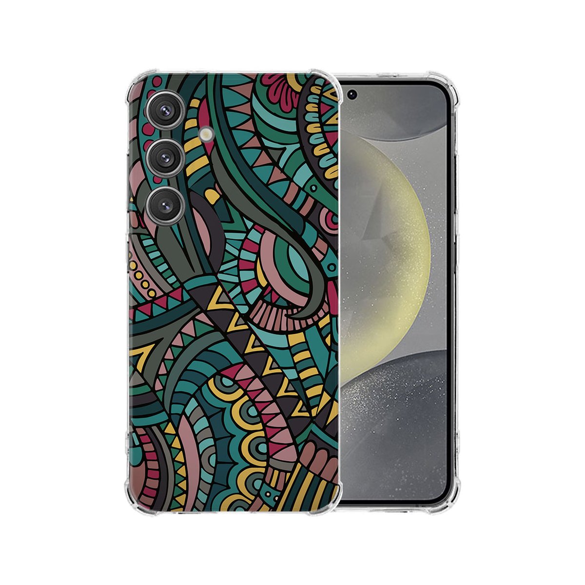 Samsung Galaxy S25 Hoesje - Aztec TPU Antishock hoesje aztec patroon achterkant