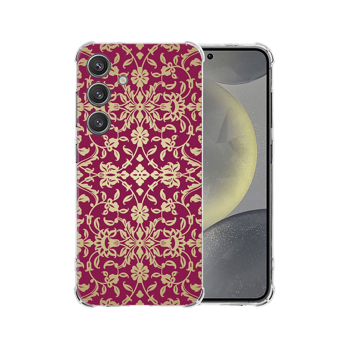 Samsung Galaxy S25 Hoesje - Barok Pink TPU Antishock barok pink hoesje achterkant