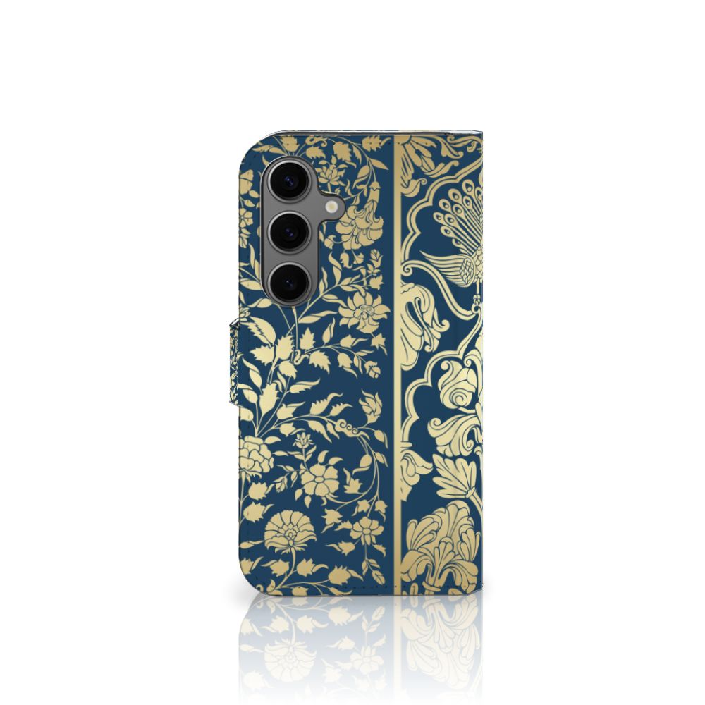 Samsung Galaxy S25 Hoesje Beige Flowers bloemen design zijaanzicht