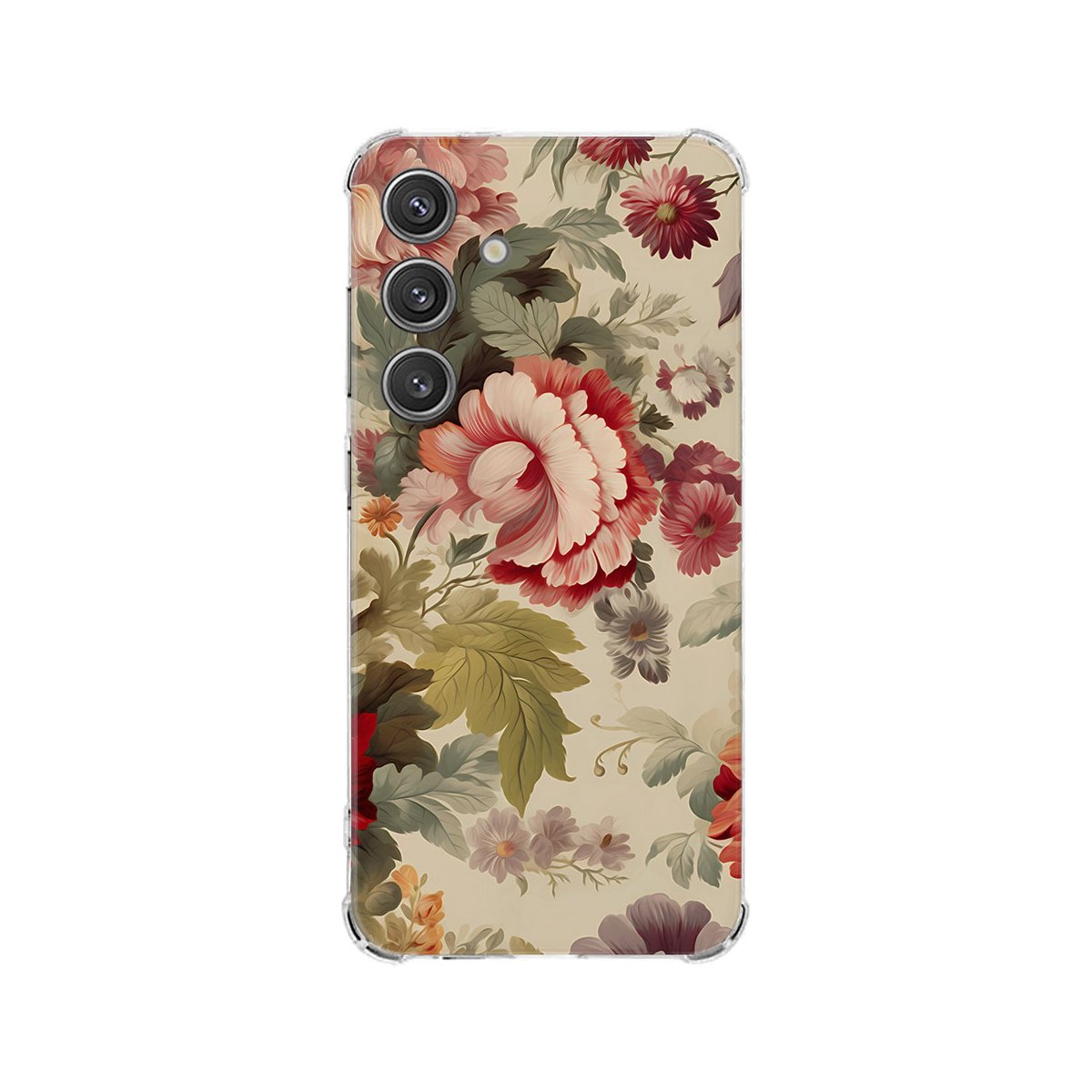 Samsung Galaxy S25 Hoesje - Bloemen TPU Antishock bloemenprint achterkant