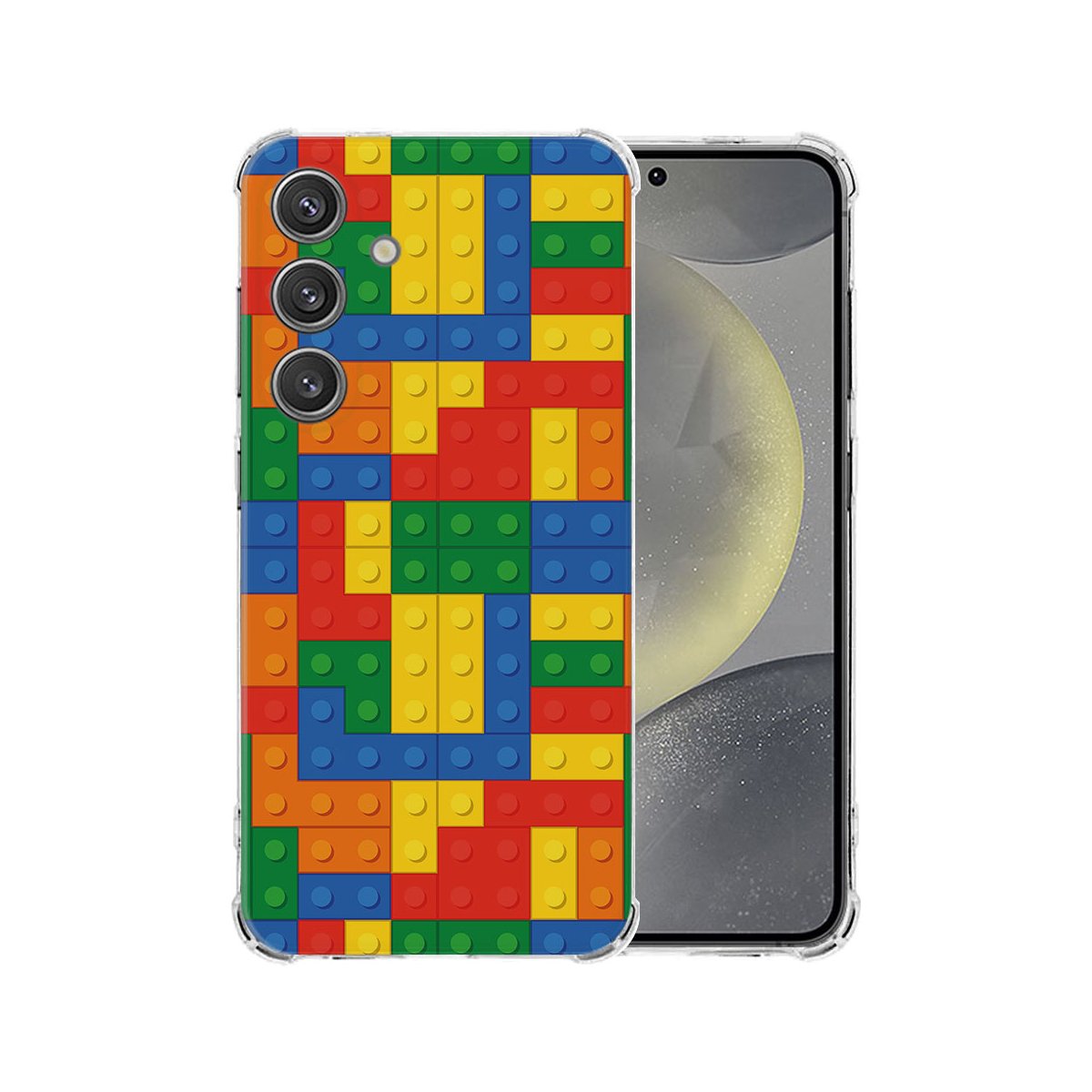 Samsung Galaxy S25 Hoesje - Blokken TPU Antishock blokken design voorkant