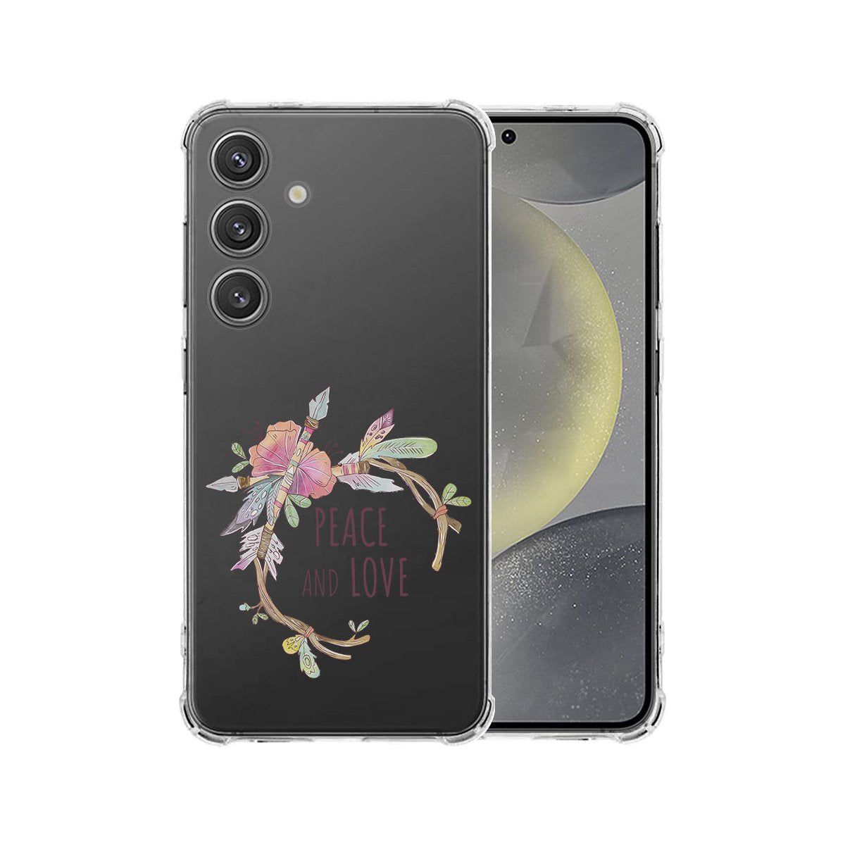 Samsung Galaxy S25 Hoesje Boho Text TPU Antishock achterkant ontwerp bloem patroon