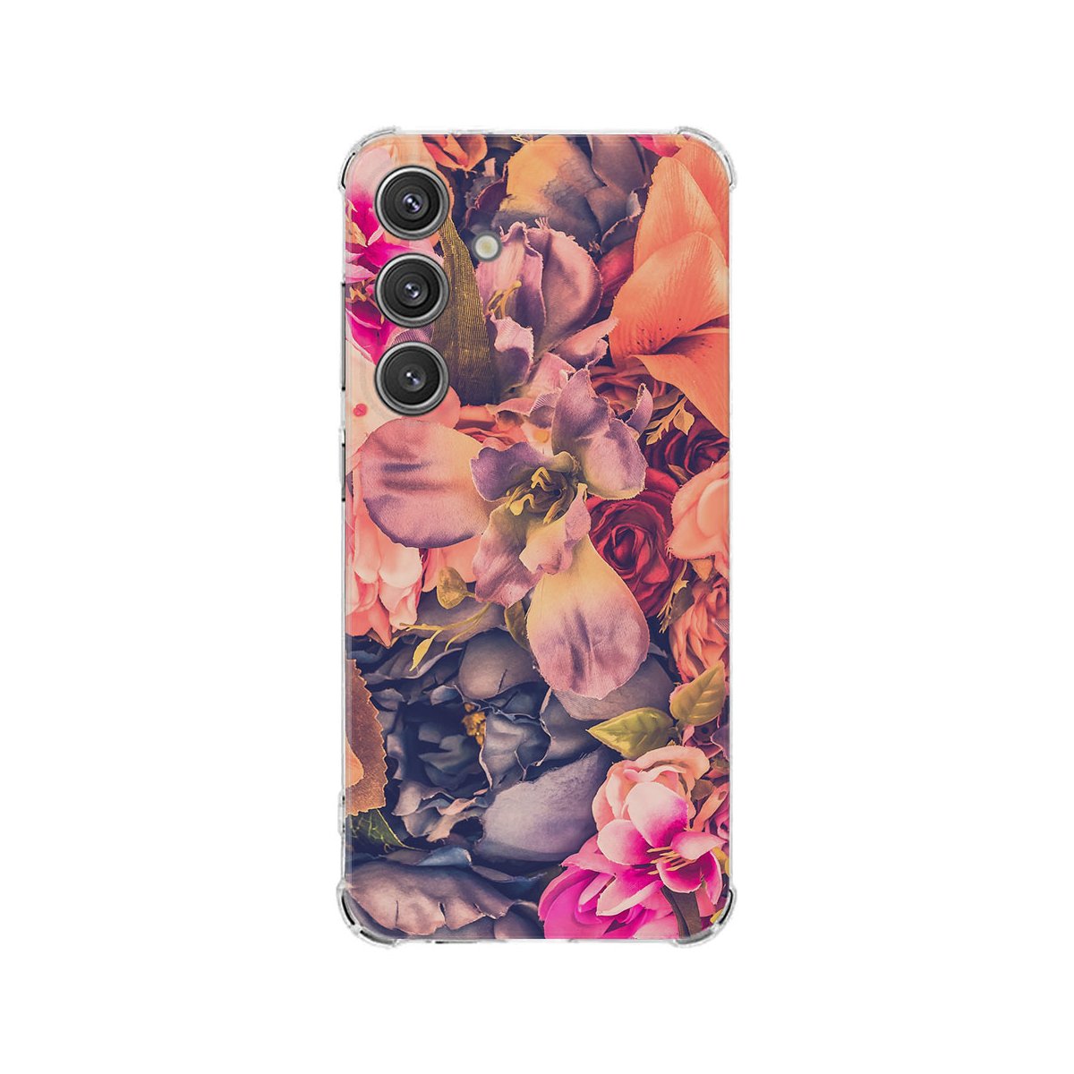 Samsung Galaxy S25 Hoesje - Bosje Bloemen TPU Antishock bloemenprint achterkant transparant