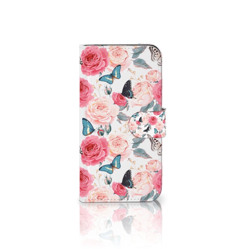 Samsung Galaxy S25 Hoesje Butterfly Roses bookhoesje bloemen design voorkant