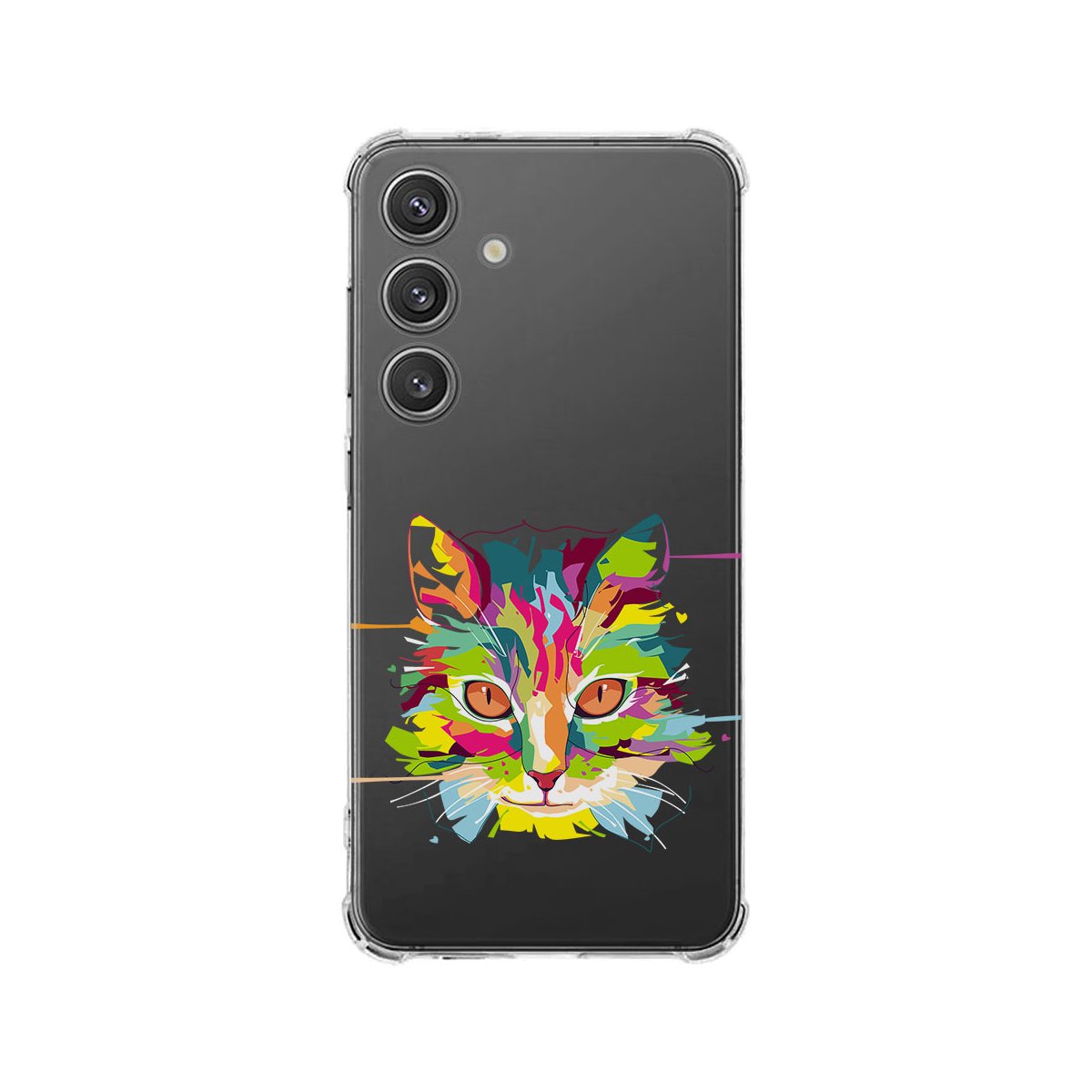 Samsung Galaxy S25 Hoesje Cat Color TPU Antishock achterkant kleurrijke kat
