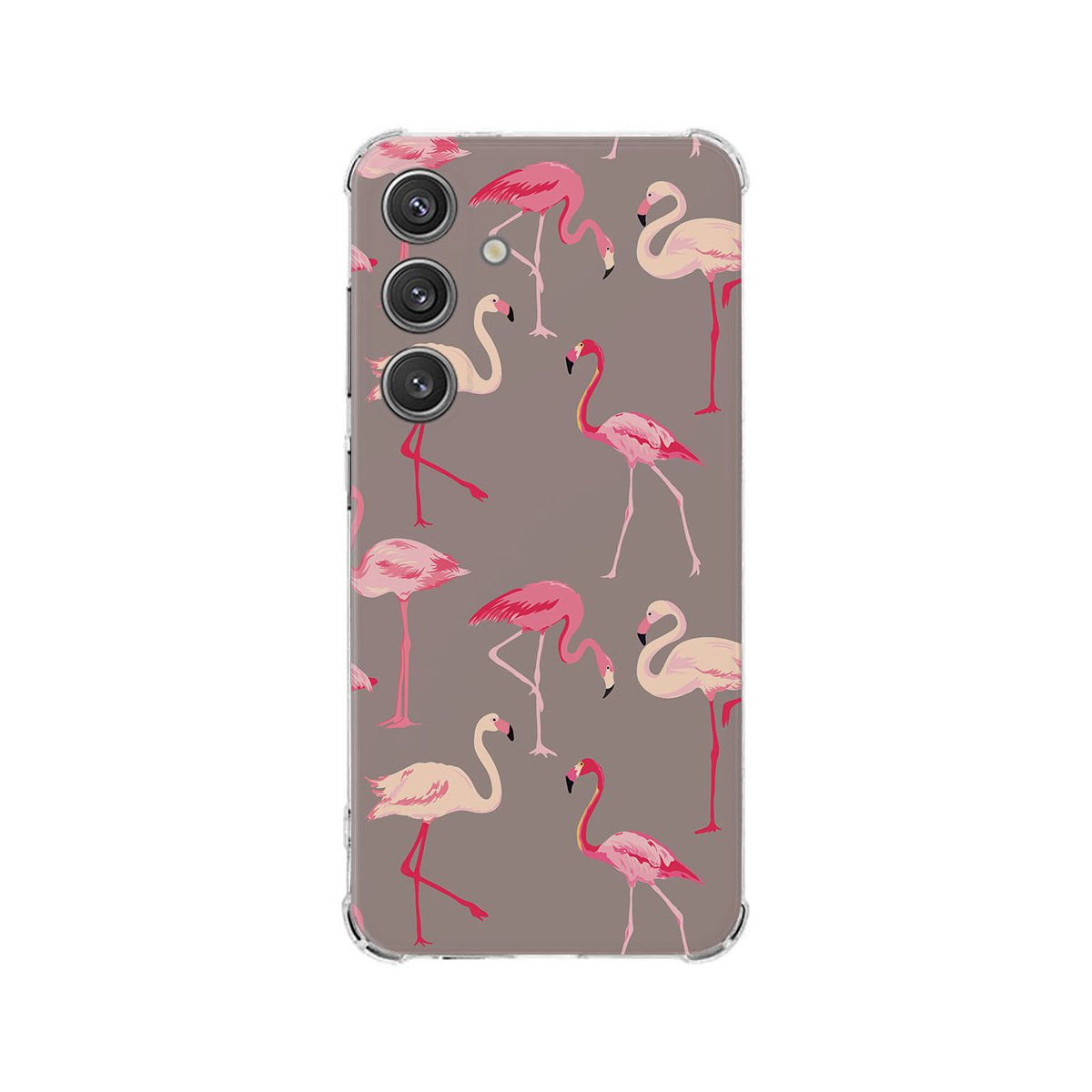Samsung Galaxy S25 Hoesje - Flamingo TPU Antishock flamingo design achterkant