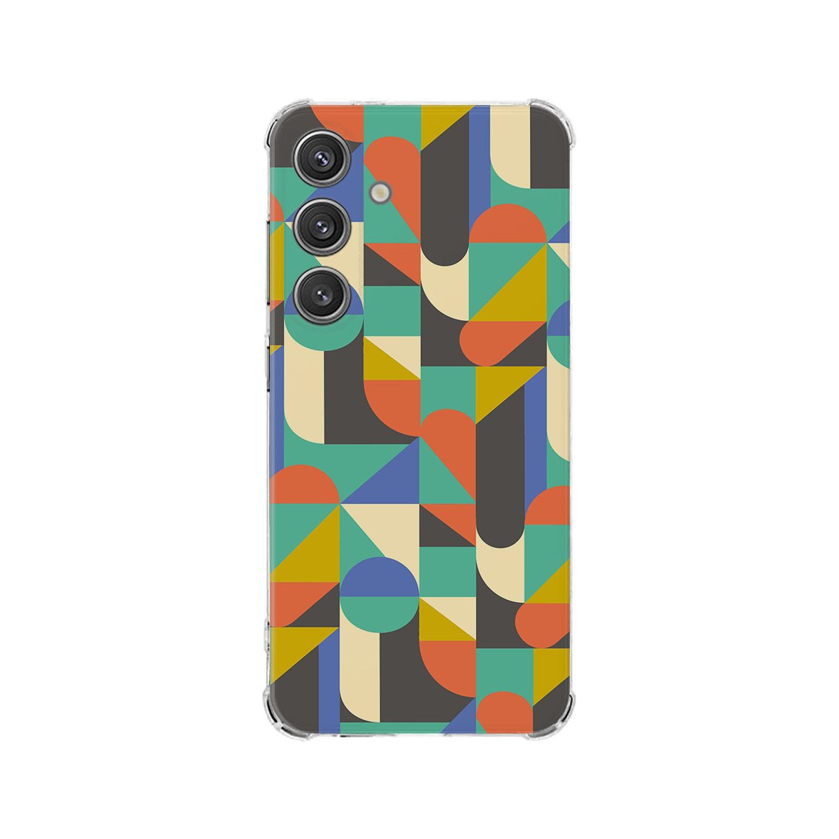 Samsung Galaxy S25 Hoesje Funky Retro TPU Antishock achteraanzicht kleurrijk geometrisch design