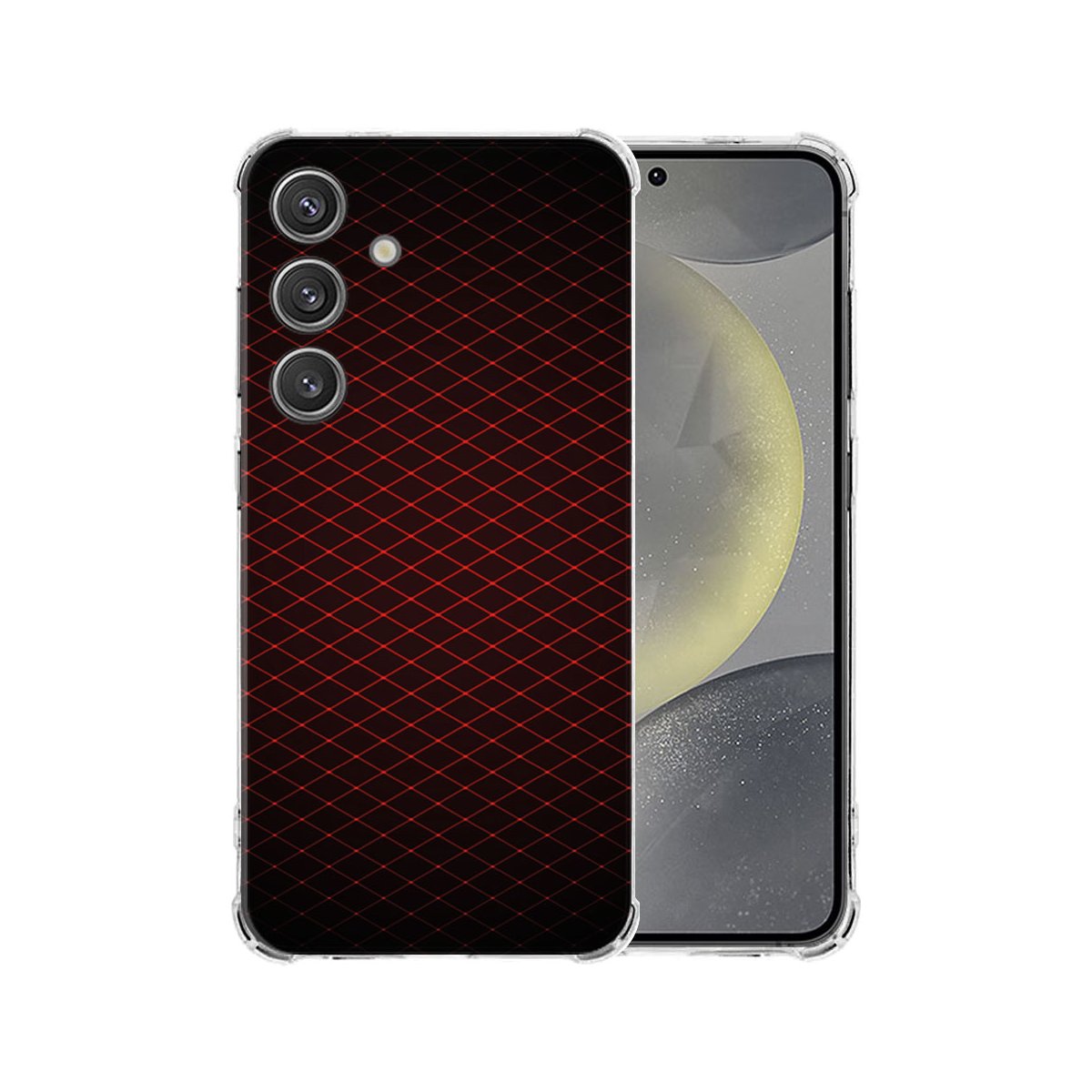 Samsung Galaxy S25 Hoesje Geruit Rood TPU Antishock achterkant