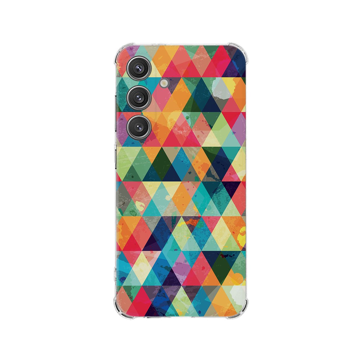 Samsung Galaxy S25 Hoesje - Geruit TPU Antishock kleurrijk geometrisch patroon achterzijde