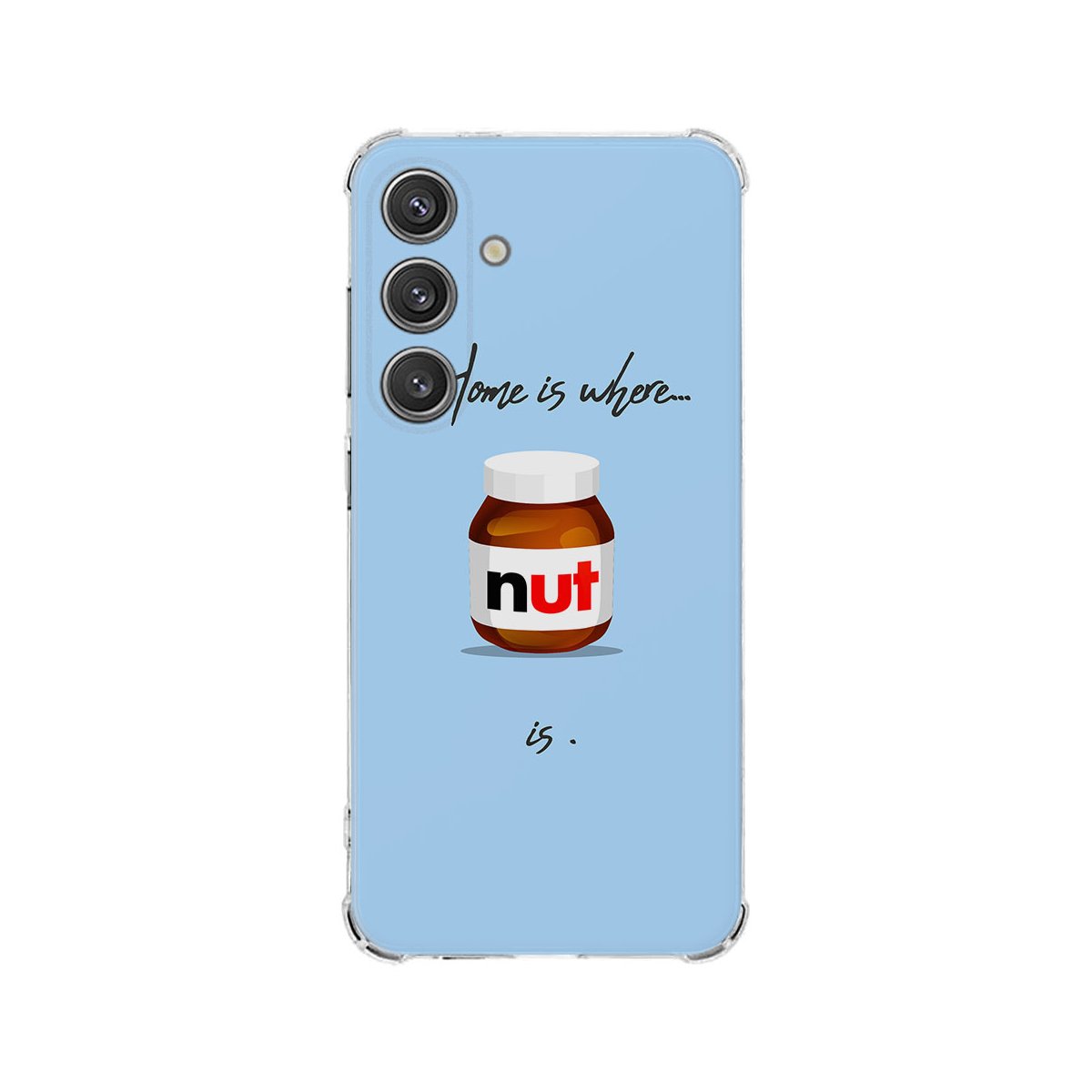 Samsung Galaxy S25 Hoesje Hoesje Nut Home TPU Antishock achterzijde ontwerp blauwe achtergrond