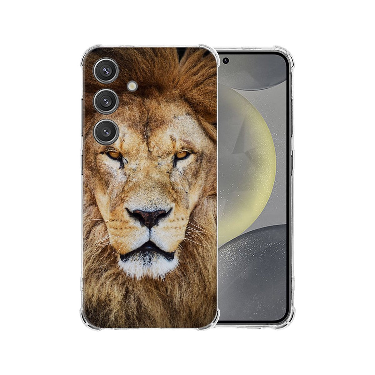 Samsung Galaxy S25 Hoesje - Leeuw TPU Antishock leeuw hoesje verstelbaar transparant