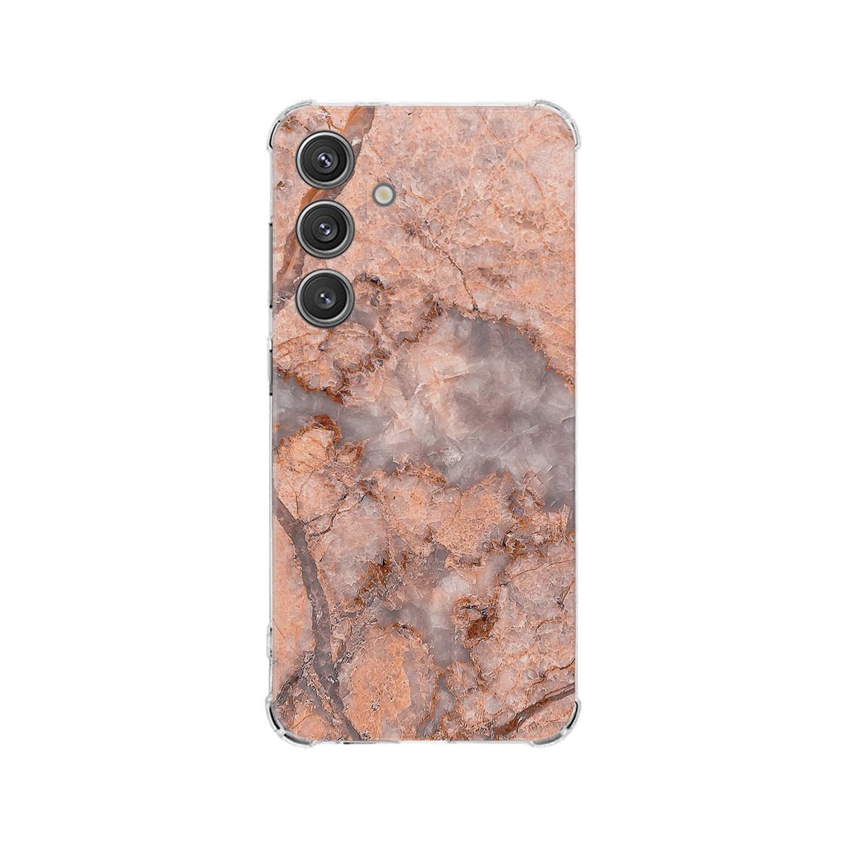 Samsung Galaxy S25 Hoesje Marmer Oranje TPU Antishock achterkant