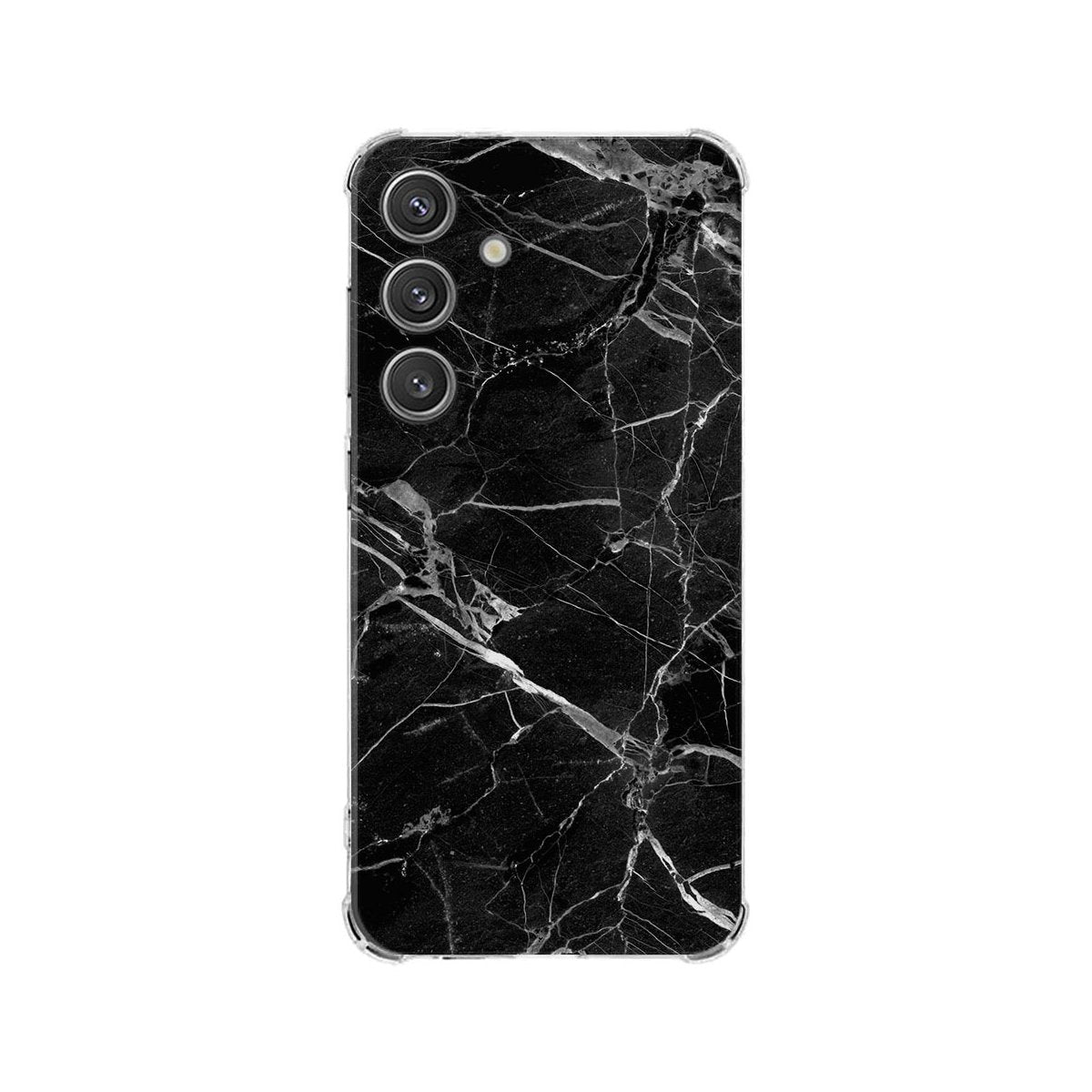 Samsung Galaxy S25 Hoesje Marmer Zwart TPU Antishock achterkant zwart marmer design