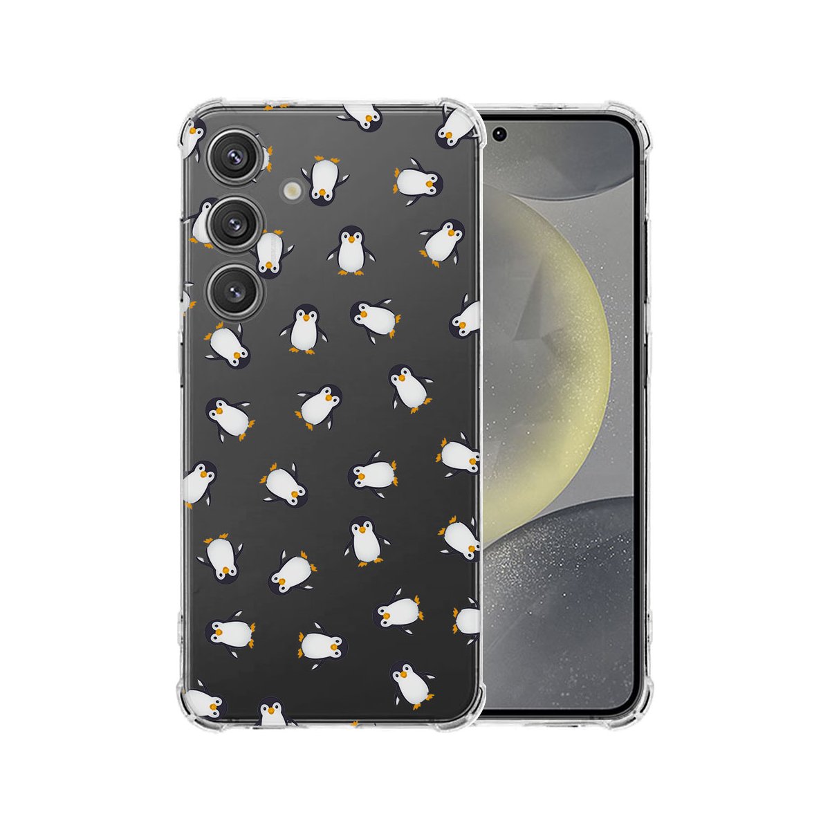 Samsung Galaxy S25 Hoesje - Pinguïn TPU Antishock ontwerp pinguïn patroon achterkant