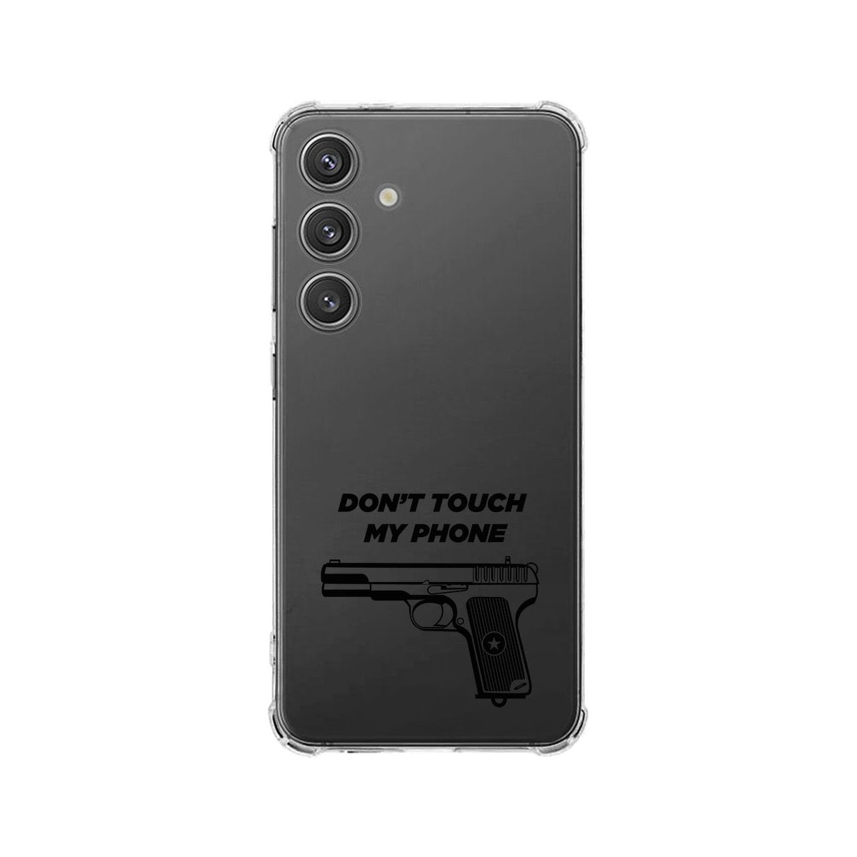 Samsung Galaxy S25 Hoesje Pistol DTMP antishock achterkant transparant ontwerp