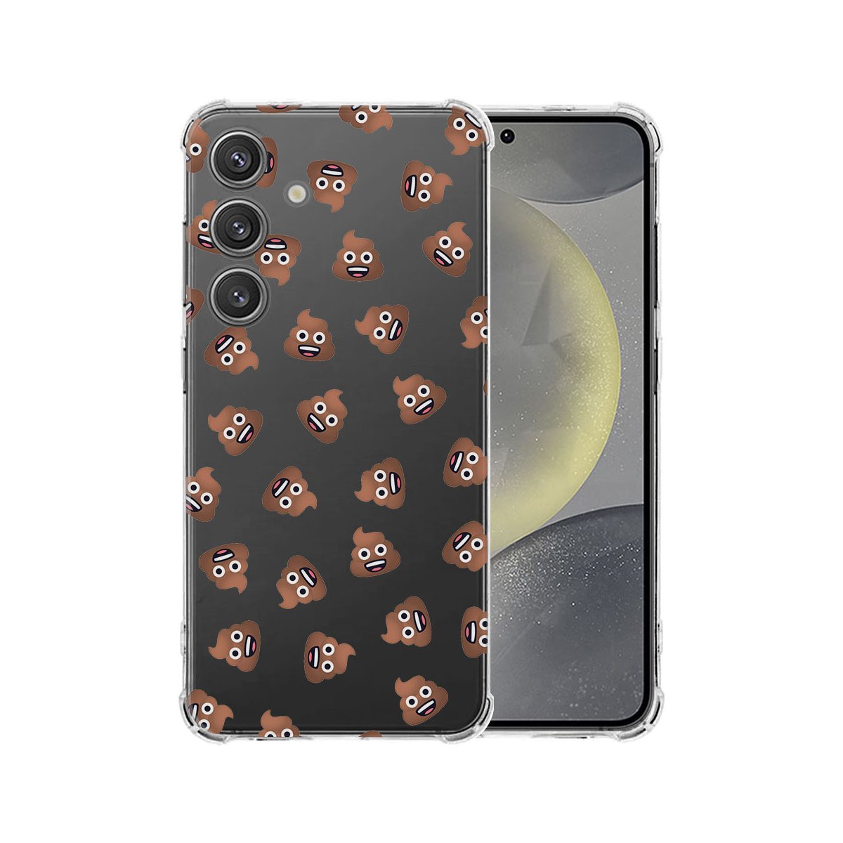Samsung Galaxy S25 Hoesje Poep Emojis TPU Antishock hoesje design poep emoji aanzicht