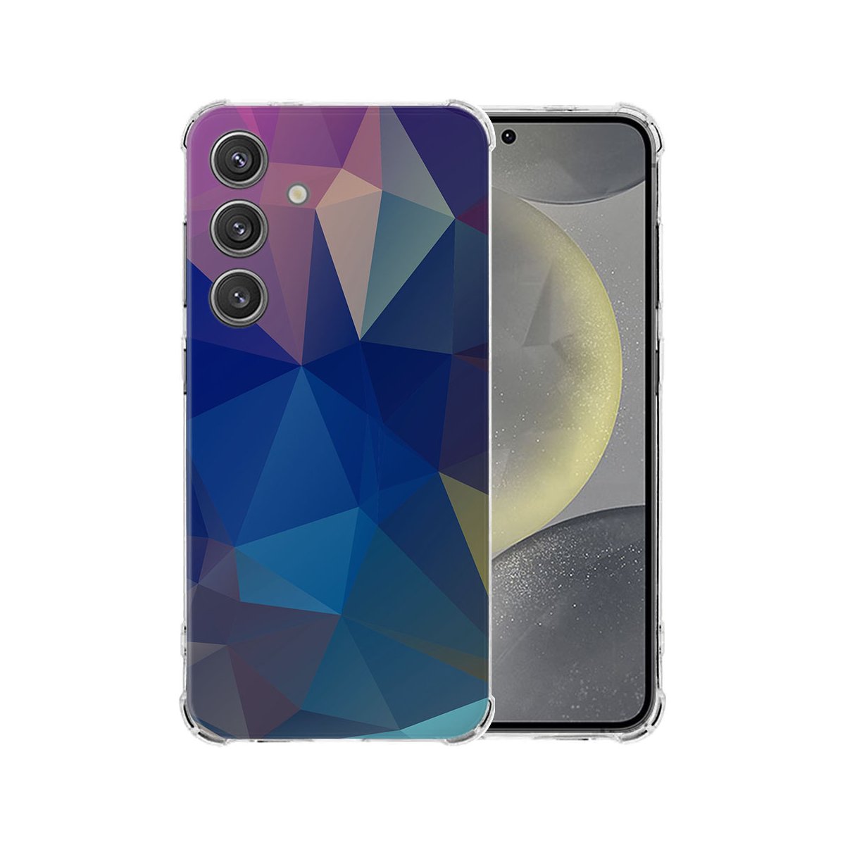 Samsung Galaxy S25 Hoesje - Polygon Dark TPU Antishock hoesje polygon dark aanzicht