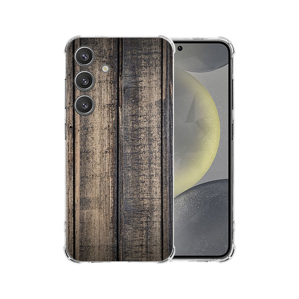 Samsung Galaxy S25 Hoesje - Steigerhout TPU Antishock hoesje steigerhout achterzijde