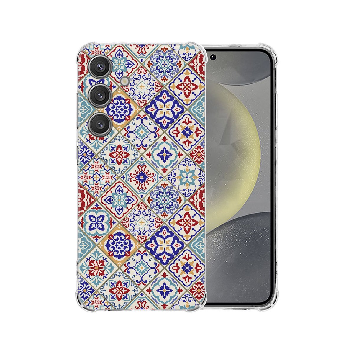 Samsung Galaxy S25 Hoesje Tiles Color TPU Antishock achterzijde ontwerp