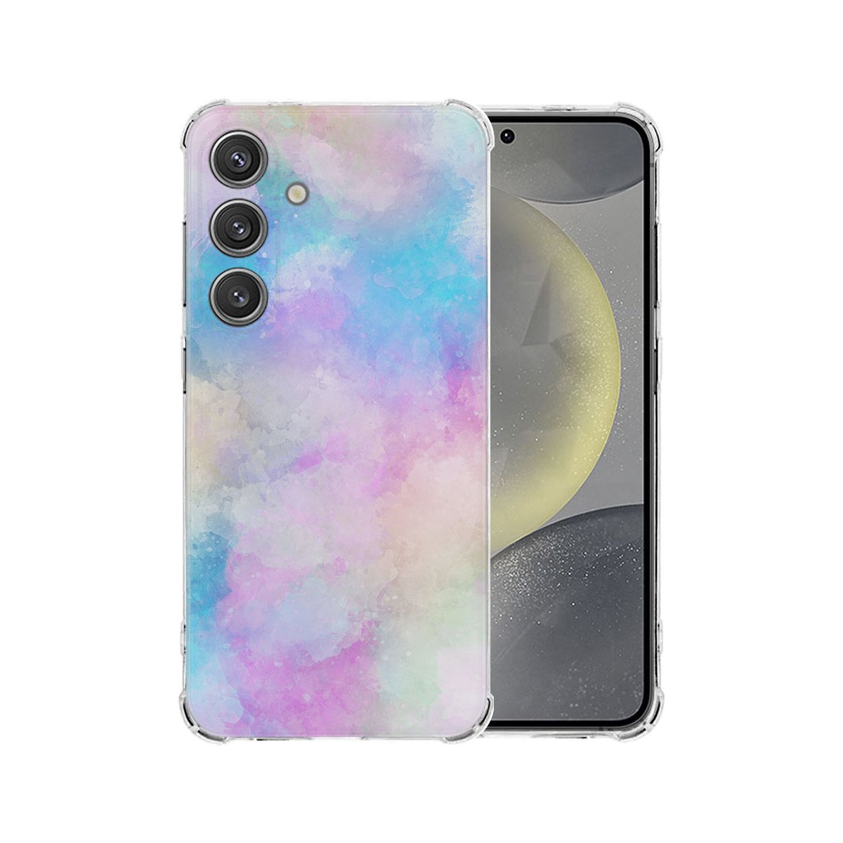 Samsung Galaxy S25 Hoesje Watercolor Light TPU Antishock achterkant voorzijde