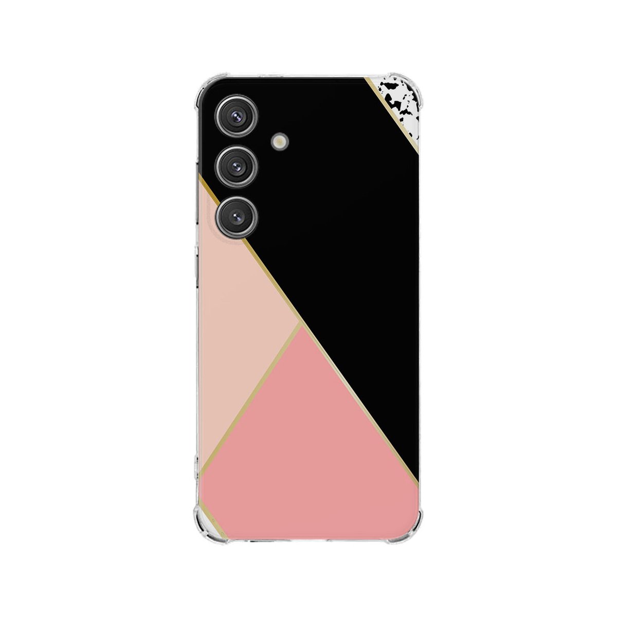 Samsung Galaxy S25 Hoesje - Zwart Roze Vormen TPU Antishock achterkant design zwart roze