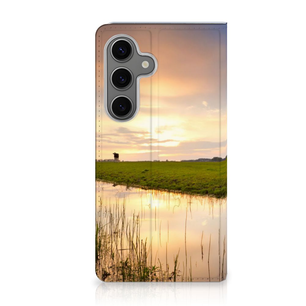 Samsung Galaxy S25 Hoesje maken Koe hoesje koe ondergang zon landschap