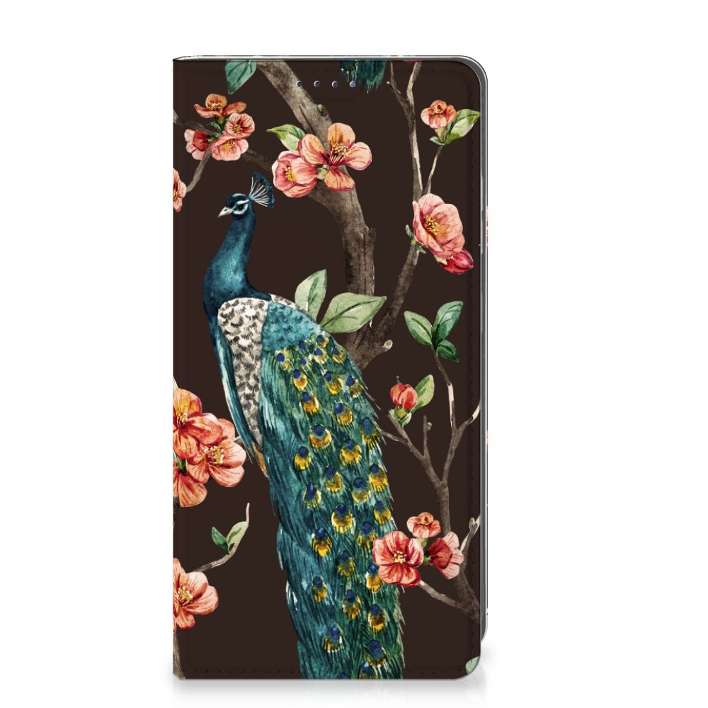 Samsung Galaxy S25 Hoesje maken Pauw met Bloemen stand case pauw bloemen