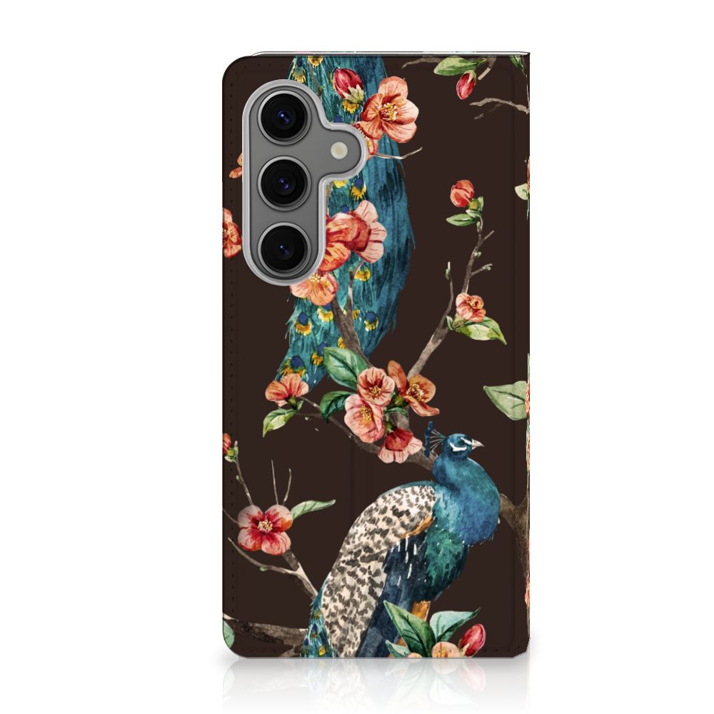 Samsung Galaxy S25 Hoesje maken Pauw met Bloemen design pauw bloemen voorkant