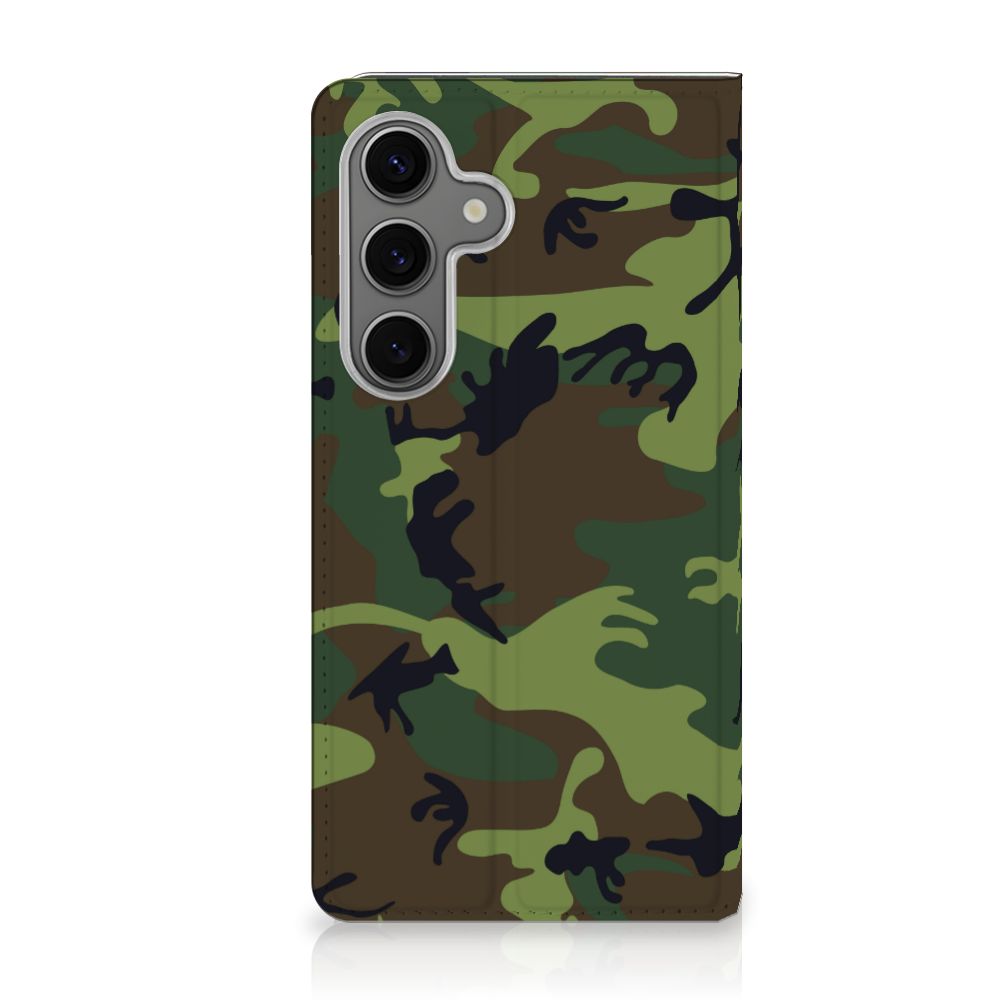 Samsung Galaxy S25 Hoesje met Magneet Army Dark camouflage kleur achterkant